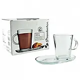 Скляна чашка для чаю та кави з блюдцем 385 мл, фото 3