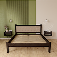 Ліжко з м'яким узголів'ям 160х200 БЕЗКОШТОВНА ДОСТАВКА двоспальне ліжко 1600 з ламелями Горіх темний