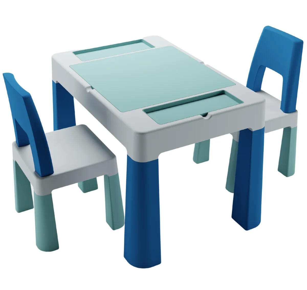 Комплект дитячий Teggi Multifun 1+2 (столик і 2 стільці), turguoise/grey, бірюза/сірий