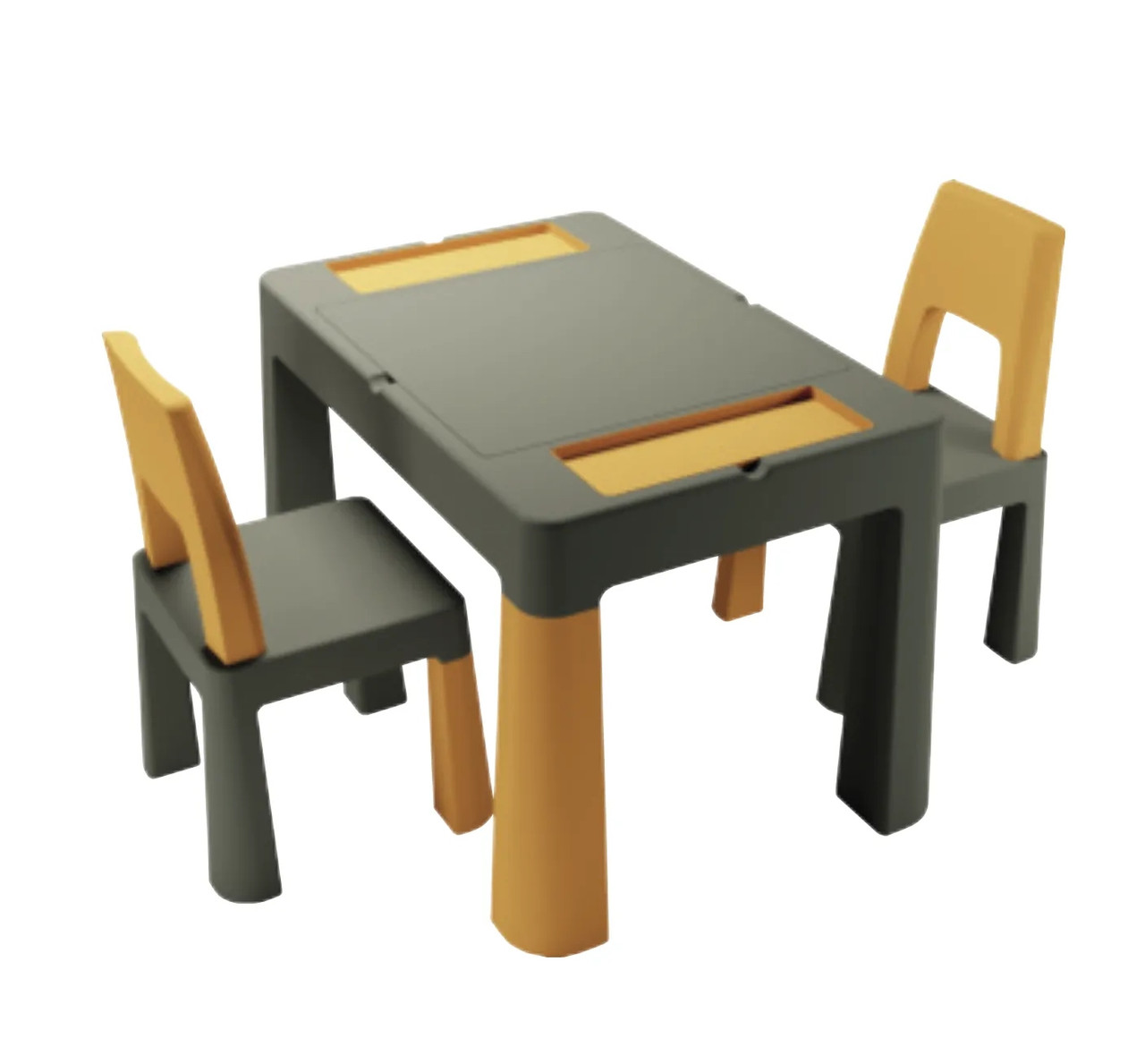 Комплект дитячий Teggi Multifun 1+2 (столик і 2 стільці), graphite/yellow, графіт/жовтий