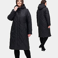 Подовжена жіноча демісезонна куртка великих розмірів 52-70 Якісний жіночий плащ на силіконі батал