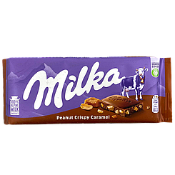 Шоколад Мілка арахіс Milka peanut crisp 90g 24шт/ящ (Код: 00-00004970)