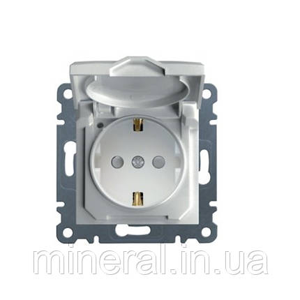 Розетка з з/к з захистом контактів з кришкою Lumina-2, біла, 16А/230В, Hager, (WL1160), фото 1