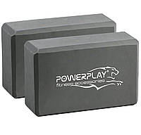 Блоки для йоги 2 шт. PowerPlay 4006 Yoga Brick EVA Сірі (пара) x-sport