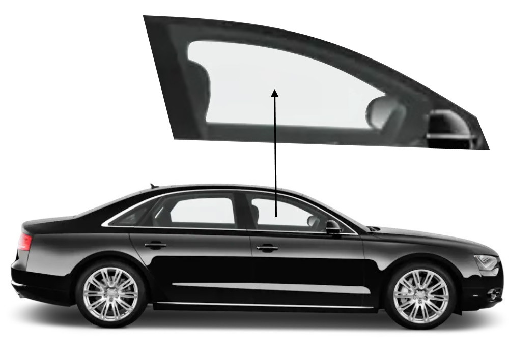 Бічне скло Audi A8 2010-2016 передніх дверей праве