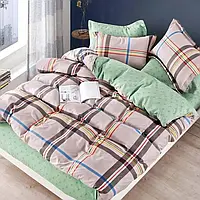 Бавовняний полуторний комплект постільної білизни 150*220 з Бязі Gold принт картатий двоколірний комбінований, Черешенька