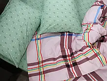 Стильний односпальний комплект постільної білизни геометрія в клітинку 140*220 компаньйони 2 кольори з Бязі Gold Черешенька, фото 5