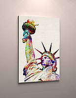 Картина акварельна поп арт Статуя Свободи друк на полотні 60х40