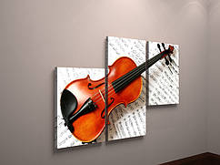 Модульна картина на полотні скрипка 90х60 з 3-х частин