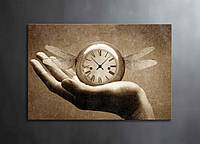 Картина Годинник на Руці Ретро Вінтаж Сучасний Декор на Стіну Полотно Безшумний Механізм
