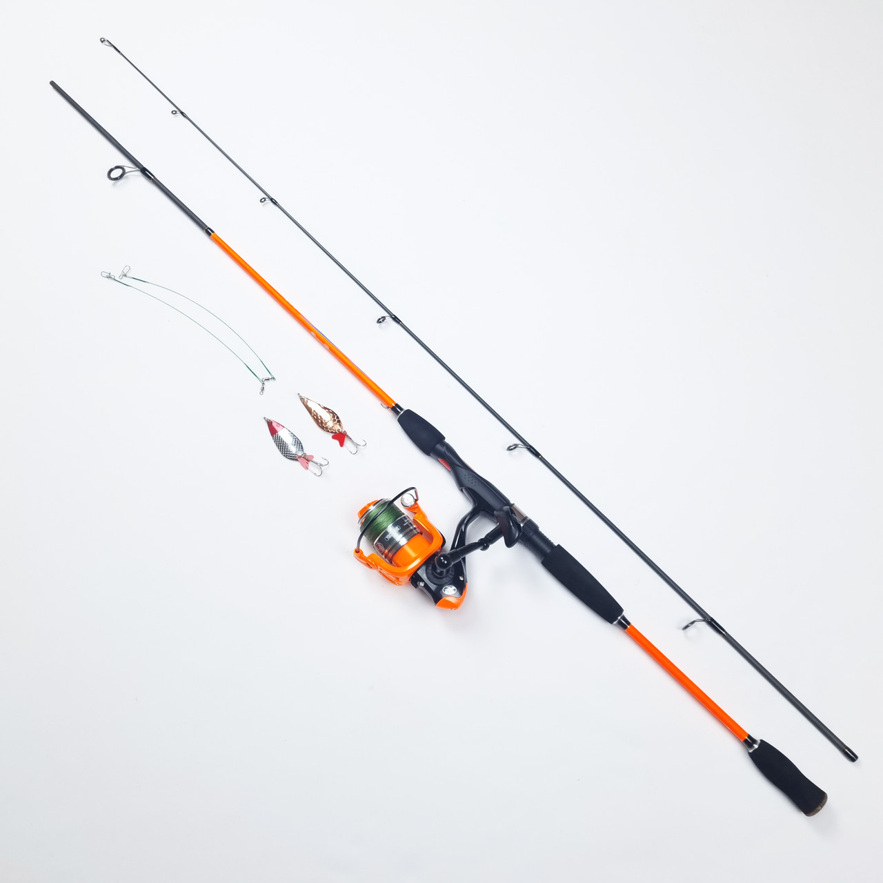 Зібранний спінінг на щуку карбоновий з котушкою Catana Orange 3-15г 2.1м комплект на хижака
