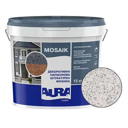 Декоративна силіконова штукатурка "мозаїка" Aura Luxpro Mosaik M10 (1мм), S120, 15кг, фото 2