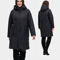 Удлиненная женская демисезонная куртка на силиконе весенне-осенняя качественный плащ с утеплителем