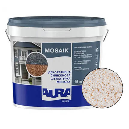 Декоративна силіконова штукатурка "мозаїка" Aura Luxpro Mosaik M10 (1мм), S121, 15кг, фото 2