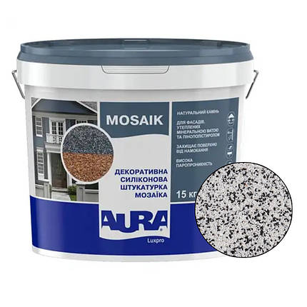 Декоративна силіконова штукатурка "мозаїка" Aura Luxpro Mosaik M10 (1мм), S125, 15кг, фото 2