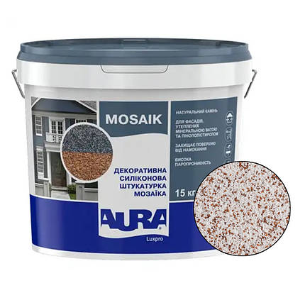 Декоративна силіконова штукатурка "мозаїка" Aura Luxpro Mosaik M10 (1мм), S126, 15кг, фото 2