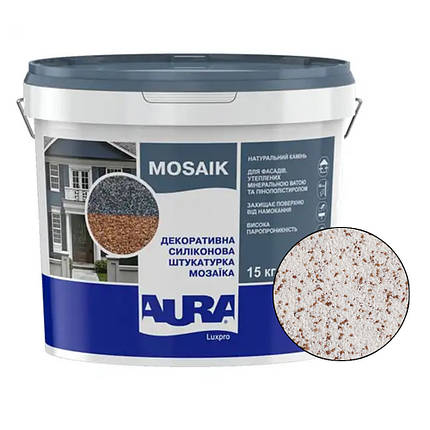 Декоративна силіконова штукатурка "мозаїка" Aura Luxpro Mosaik M10 (1мм), S128, 15кг, фото 2