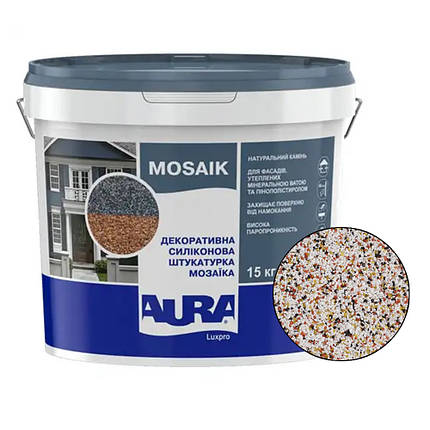 Декоративна силіконова штукатурка "мозаїка" Aura Luxpro Mosaik M10 (1мм), S129, 15кг, фото 2