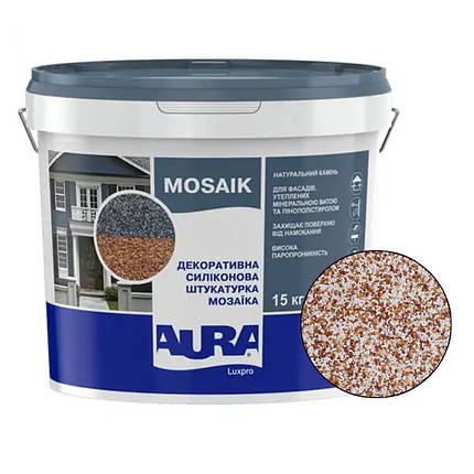 Декоративна силіконова штукатурка "мозаїка" Aura Luxpro Mosaik M10 (1мм), S131, 15кг, фото 2