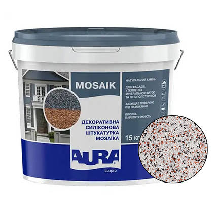 Декоративна силіконова штукатурка "мозаїка" Aura Luxpro Mosaik M10 (1мм), S135, 15кг, фото 2