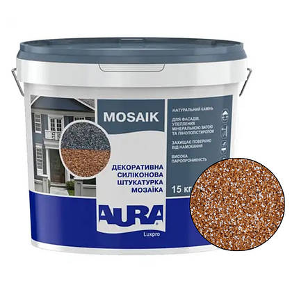 Декоративна силіконова штукатурка "мозаїка" Aura Luxpro Mosaik M10 (1мм), S137, 15кг, фото 2