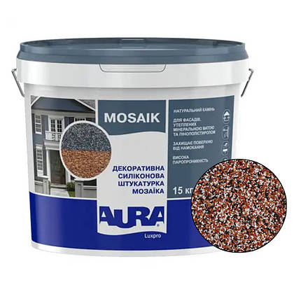 Декоративна силіконова штукатурка "мозаїка" Aura Luxpro Mosaik M10 (1мм), S138, 15кг, фото 2