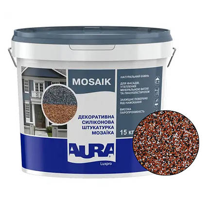 Декоративна силіконова штукатурка "мозаїка" Aura Luxpro Mosaik M10 (1мм), S143, 15кг, фото 2