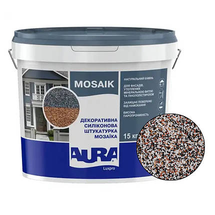 Декоративна силіконова штукатурка "мозаїка" Aura Luxpro Mosaik M10 (1мм), S145, 15кг, фото 2