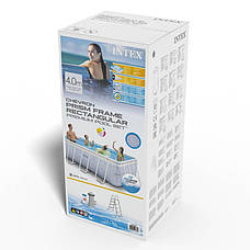 Каркасний прямокутний басейн Intex 26780 (400х200х100 см) (Картриджний фільтр-насос 2006 л/год, драбина), фото 4