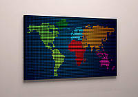 Настенный декор в интерьер картина на холсте Абстрактная цветная карта мира Континенты на карте 60х40