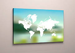 Картина фотодрук на полотні Абстрактна карта світу 60х40 і інші розміри на замовлення
