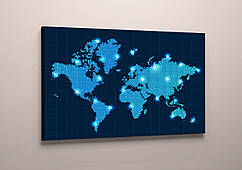 Настінний декор для інтер'єру Карта світу Континенти Зірки 60х40 і також на замовлення