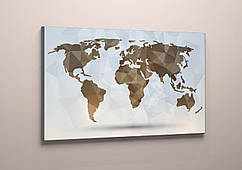 Картина на полотні в офіс Абстрактна карта світу Континенти на карті 60х40 та під замовлення
