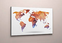 Абстрактна картина друк на полотні Карта світу Континенти на карті 60х40