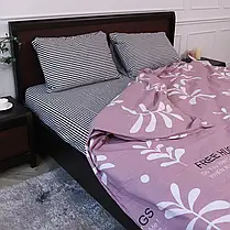 Постільна білизна в сіро-рожевих тонах напівторна з рослинним принтом 150*220 з Бязі Gold бавовняний, Черешенька, фото 6
