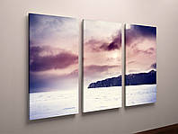 Настінна модульна картина на полотні Морський пейзаж Морі Гори 90х60 з 3х частин