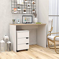 Маленький белый рабочий ученический стол для ребенка школьника, подростка для уроков с ящиками 100 см LEGA 71