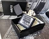 Запальничка Zippo 363 Black Crackle Silver Zippo Logo, фото 7