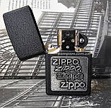Запальничка Zippo 363 Black Crackle Silver Zippo Logo, фото 3