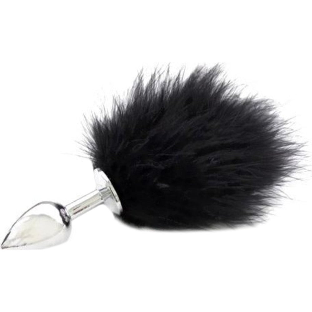 Анальна пробка із чорним хвостиком S, чорна, 6 х 2.5 см, фото 1