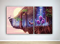 Модульна картина Ведмідь Тварини Загальний габарит 100х60см