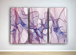 Абстрактна картина для спальні Спокійний колір Ніжні відтінки Плавні лінії 90х60 з 3-х частин