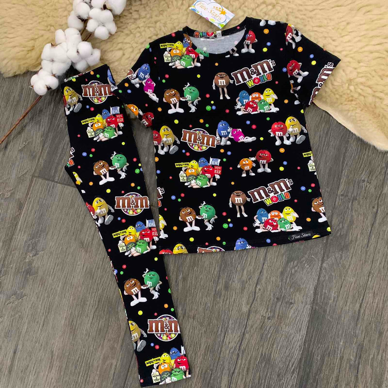 Костюм футболка і лосини M&М's на чорному Five Stars 10681-10684-98p