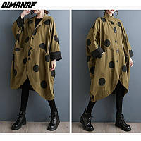 Вєтровка жіноча 50-66 оливкова в горохі Dimanaf