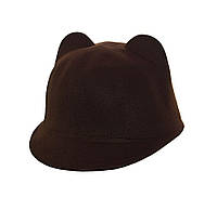 Женская фетровая шляпа жокейка с ушками и козырьком Темно-коричневый