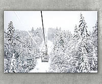 Картина подъемник горы зимний лес снег на ёлках Красивые картины Печать на холсте 70x45
