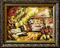 Картина из янтаря пейзаж " Летняя пора " 15*20 см
