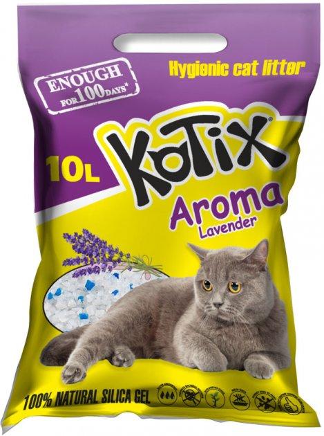 Силікагелевий наповнювач KOTIX для котів з лавандою Lavender 10 л, фото 1