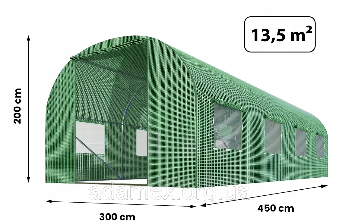 Посилена теплиця-13,5 м ² 4,5 * 3 * 2 м.Посилена.25 мм.Plonos - Польща..