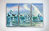 Современная картина модульная на холсте Звездные войны Star Wars Штурмовик 90х60 из 3х частей